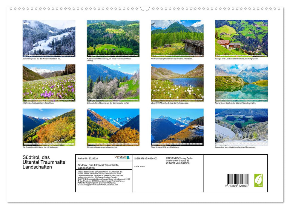 Südtirol, das Ultental Traumhafte Landschaften (CALVENDO Premium Wandkalender 2027)