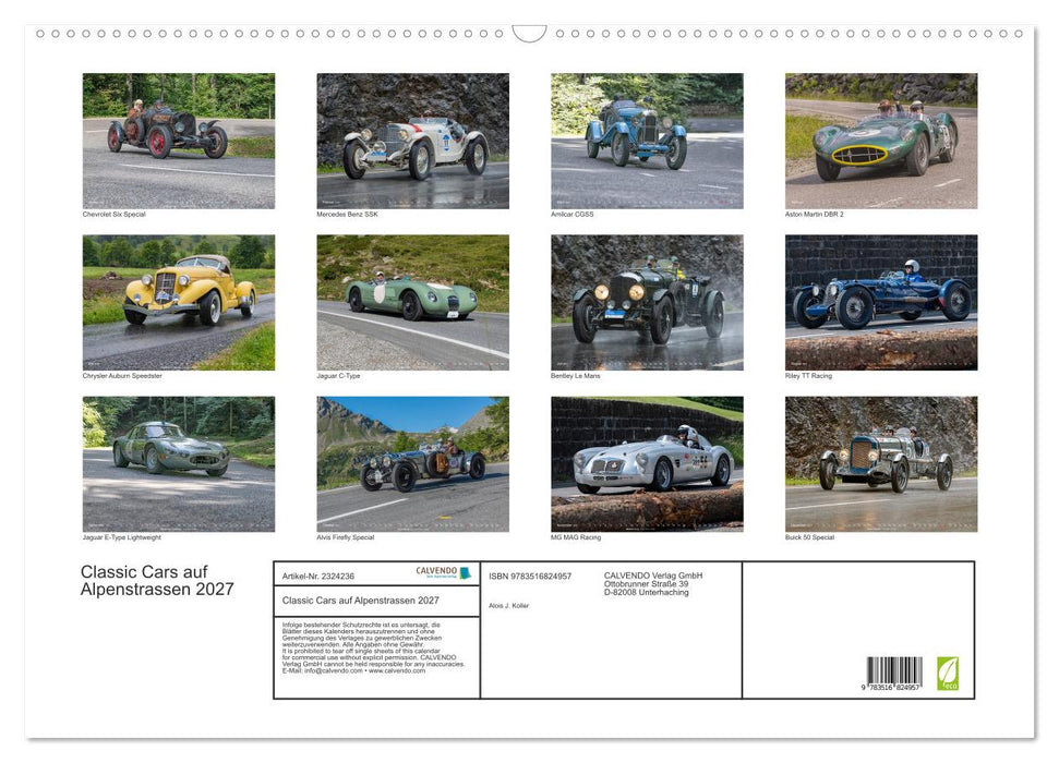 Classic Cars auf Alpenstrassen 2027 (CALVENDO Wandkalender 2027)