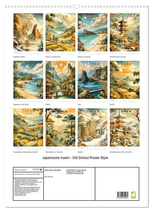 Japanische Inseln - Old School Poster Style (CALVENDO Wandkalender 2027)
