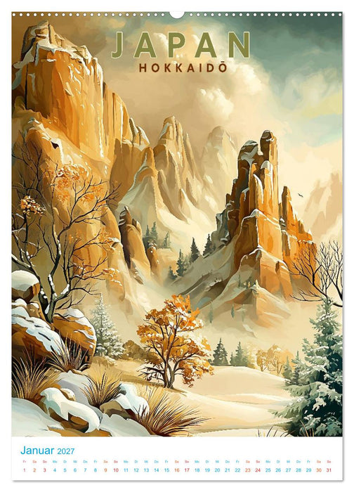 Japanische Inseln - Old School Poster Style (CALVENDO Wandkalender 2027)