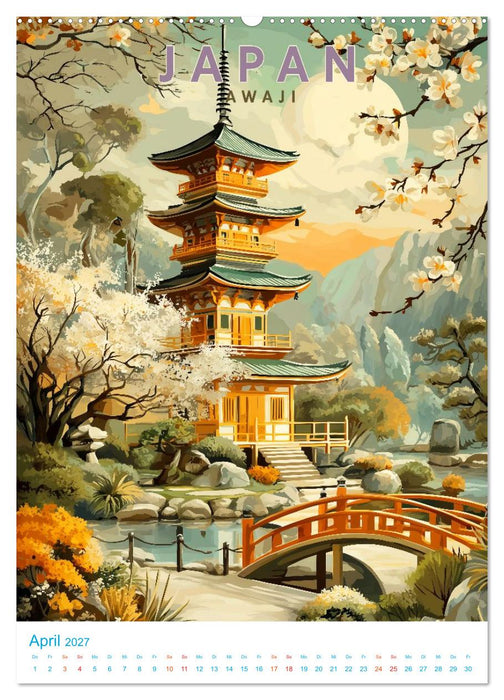 Japanische Inseln - Old School Poster Style (CALVENDO Wandkalender 2027)