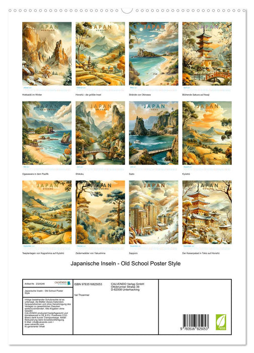 Japanische Inseln - Old School Poster Style (CALVENDO Premium Wandkalender 2027)