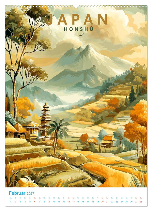 Japanische Inseln - Old School Poster Style (CALVENDO Premium Wandkalender 2027)