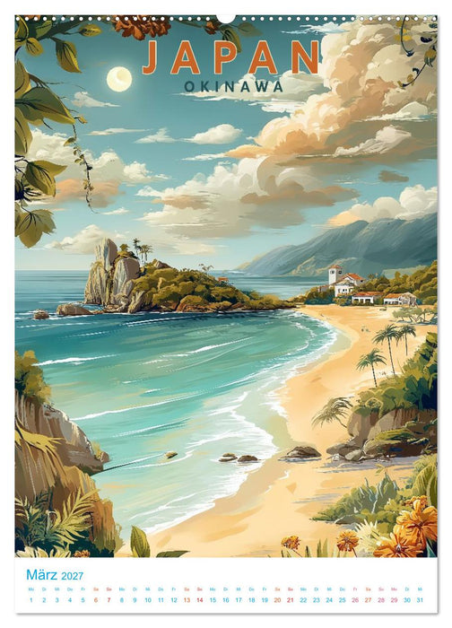 Japanische Inseln - Old School Poster Style (CALVENDO Premium Wandkalender 2027)
