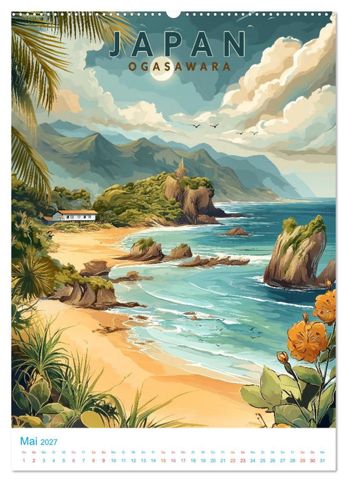 Japanische Inseln - Old School Poster Style (CALVENDO Premium Wandkalender 2027)
