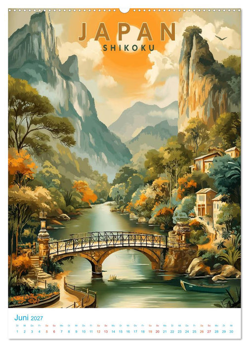 Japanische Inseln - Old School Poster Style (CALVENDO Premium Wandkalender 2027)