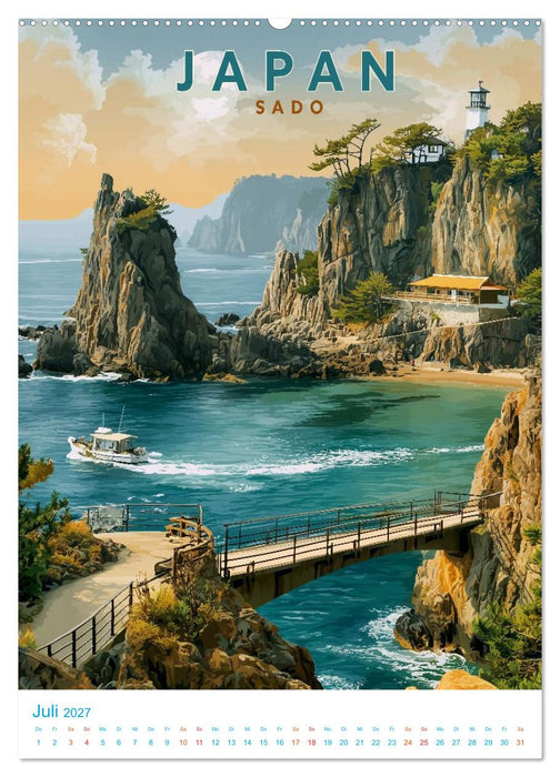 Japanische Inseln - Old School Poster Style (CALVENDO Premium Wandkalender 2027)