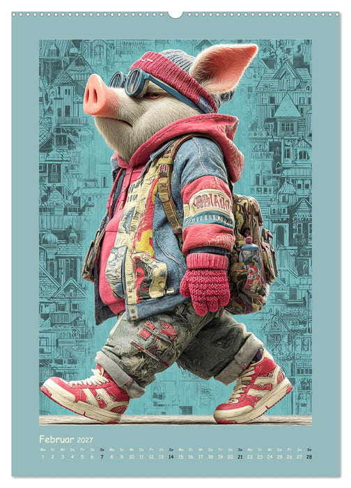 Street Hogz. Charakterschweine mit Haltung (CALVENDO Wandkalender 2027)
