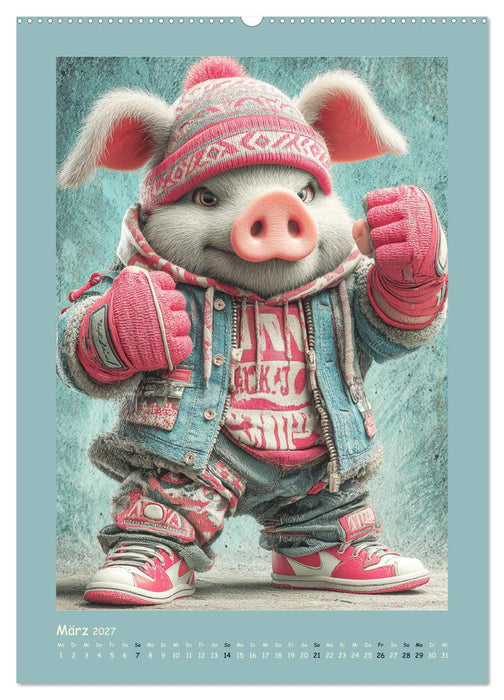 Street Hogz. Charakterschweine mit Haltung (CALVENDO Wandkalender 2027)