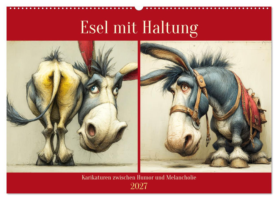 Esel mit Haltung. Karikaturen zwischen Humor und Melancholie (CALVENDO Wandkalender 2027)