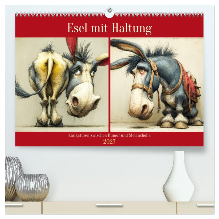 Esel mit Haltung. Karikaturen zwischen Humor und Melancholie (CALVENDO Premium Wandkalender 2027)