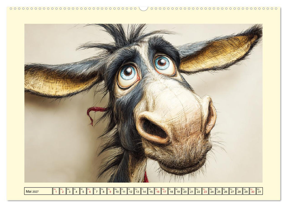 Esel mit Haltung. Karikaturen zwischen Humor und Melancholie (CALVENDO Premium Wandkalender 2027)