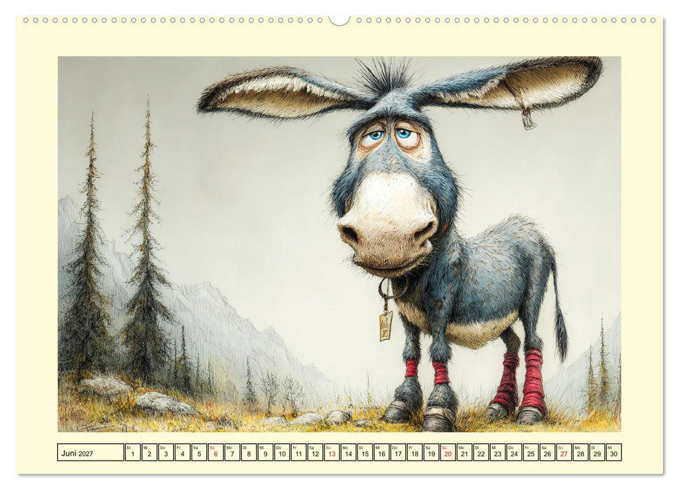 Esel mit Haltung. Karikaturen zwischen Humor und Melancholie (CALVENDO Premium Wandkalender 2027)