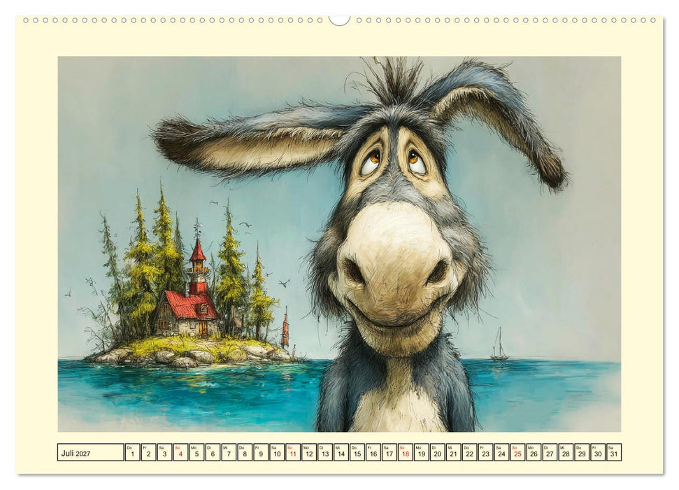 Esel mit Haltung. Karikaturen zwischen Humor und Melancholie (CALVENDO Premium Wandkalender 2027)