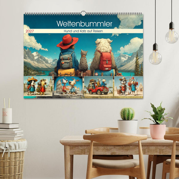 Weltenbummler. Hund und Katz auf Reisen (CALVENDO Wandkalender 2027)