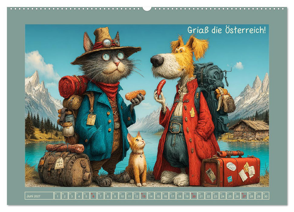 Weltenbummler. Hund und Katz auf Reisen (CALVENDO Premium Wandkalender 2027)