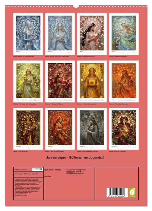 Jahresreigen - Göttinnen im Jugendstil (CALVENDO Premium Wandkalender 2027)