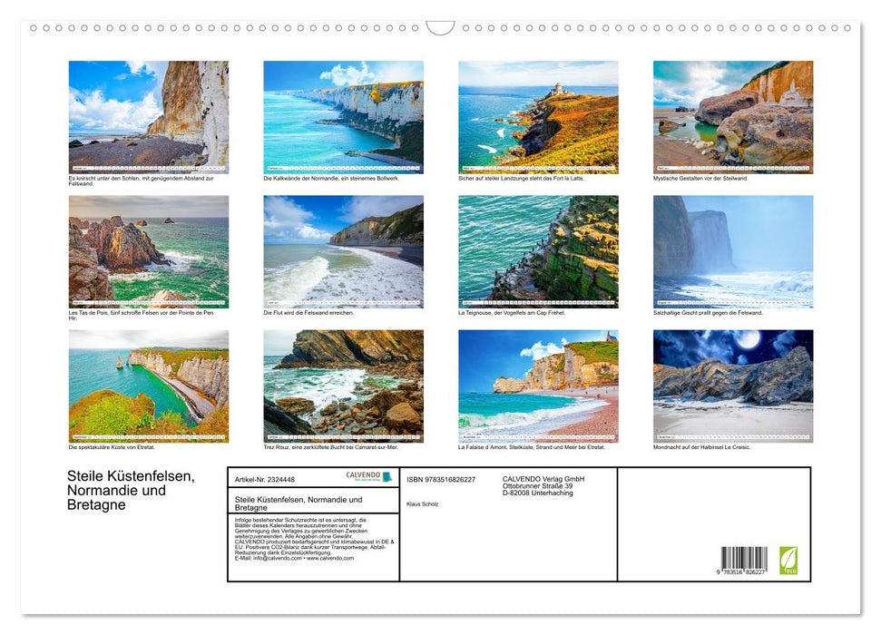 Steile Küstenfelsen, Normandie und Bretagne (CALVENDO Wandkalender 2027)