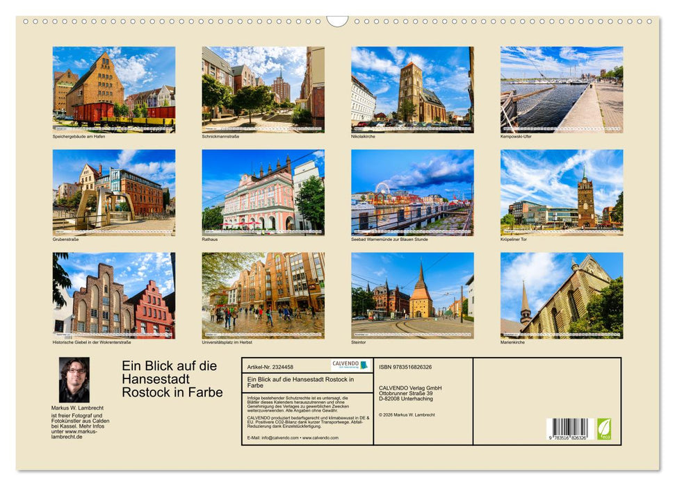 Ein Blick auf die Hansestadt Rostock in Farbe (CALVENDO Wandkalender 2027)