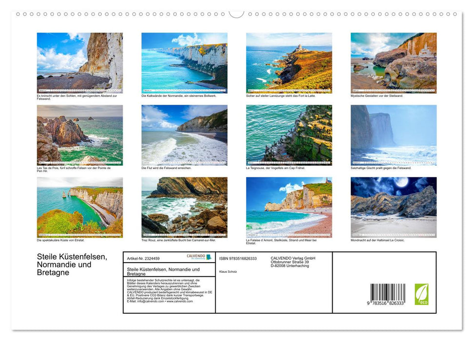 Steile Küstenfelsen, Normandie und Bretagne (CALVENDO Premium Wandkalender 2027)