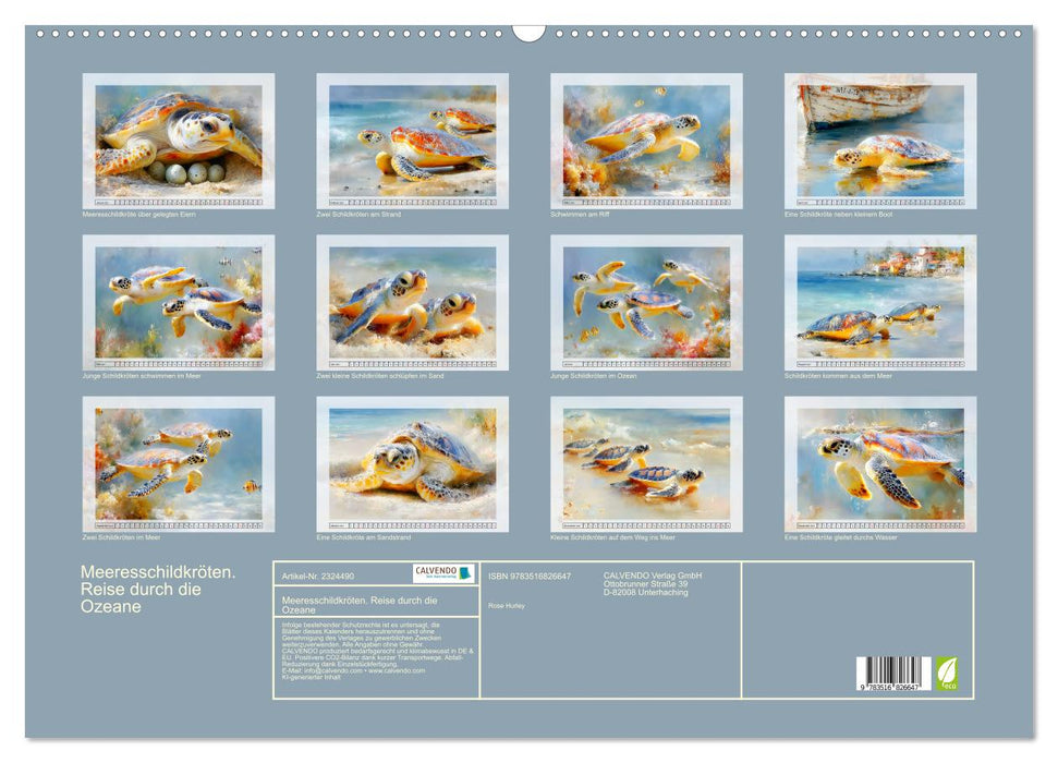Meeresschildkröten. Reise durch die Ozeane (CALVENDO Wandkalender 2027)