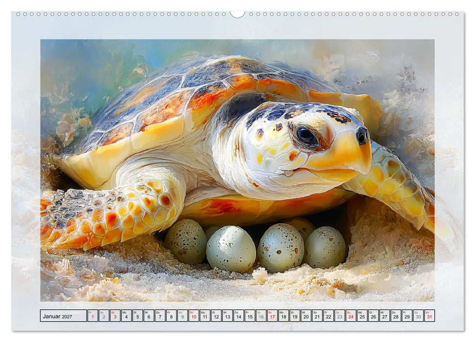 Meeresschildkröten. Reise durch die Ozeane (CALVENDO Wandkalender 2027)