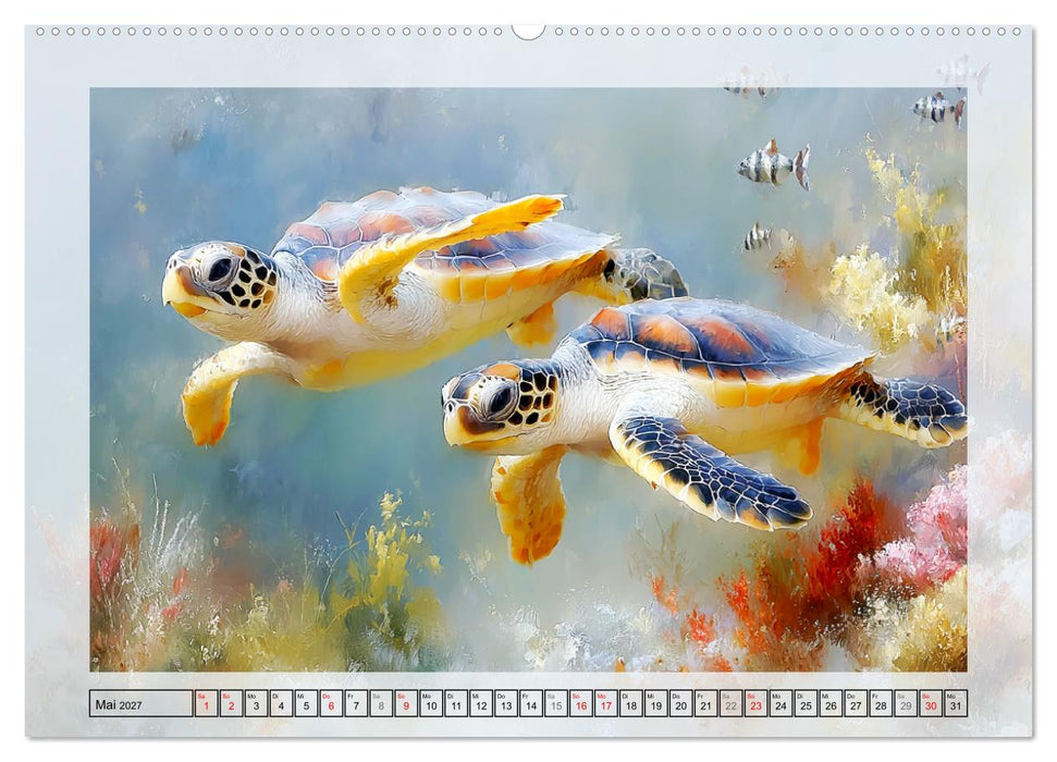 Meeresschildkröten. Reise durch die Ozeane (CALVENDO Wandkalender 2027)