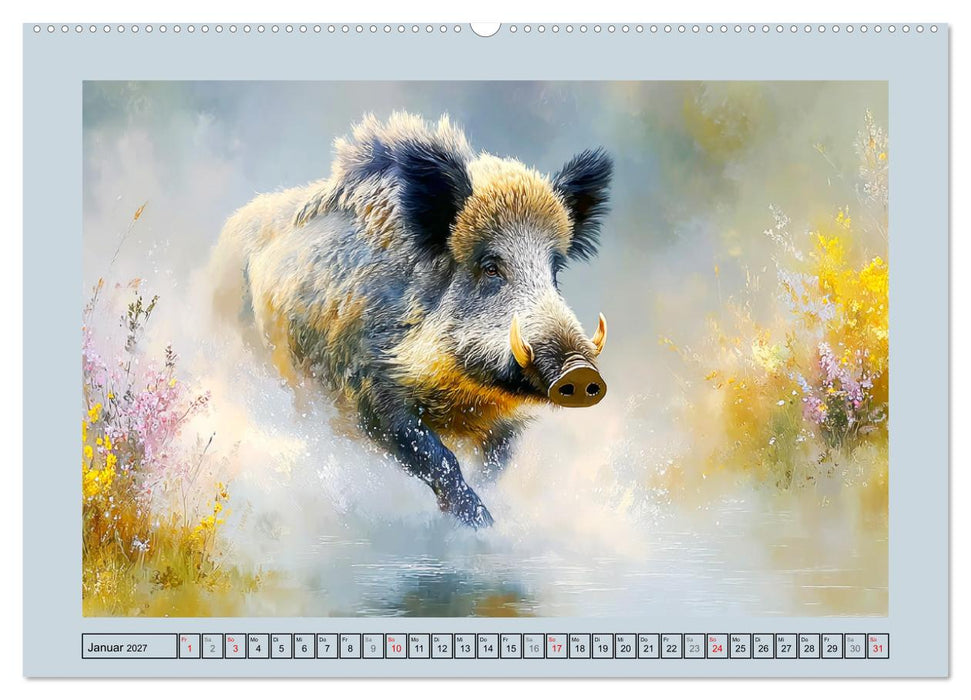 Wildschweine. Imposante Kraft der Natur (CALVENDO Wandkalender 2027)