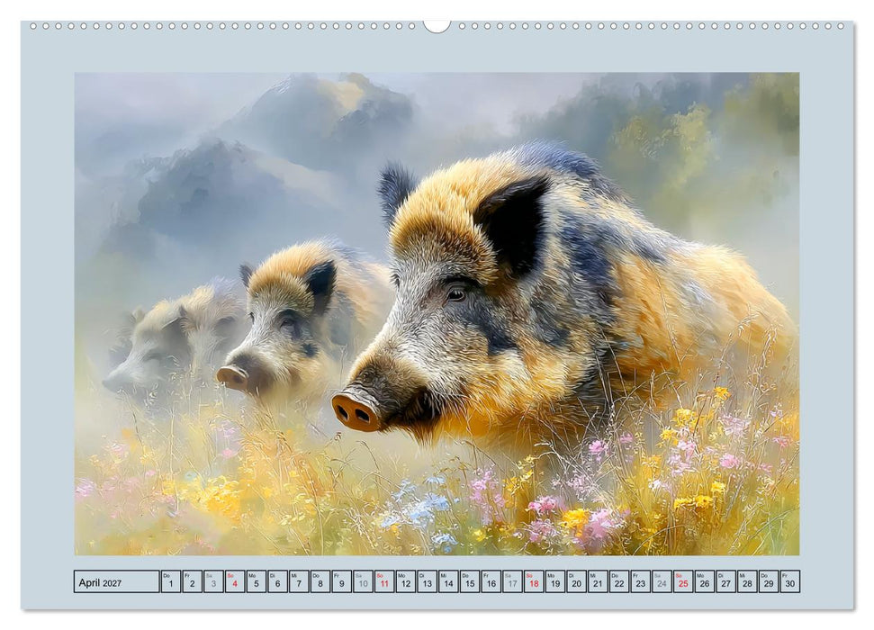 Wildschweine. Imposante Kraft der Natur (CALVENDO Wandkalender 2027)