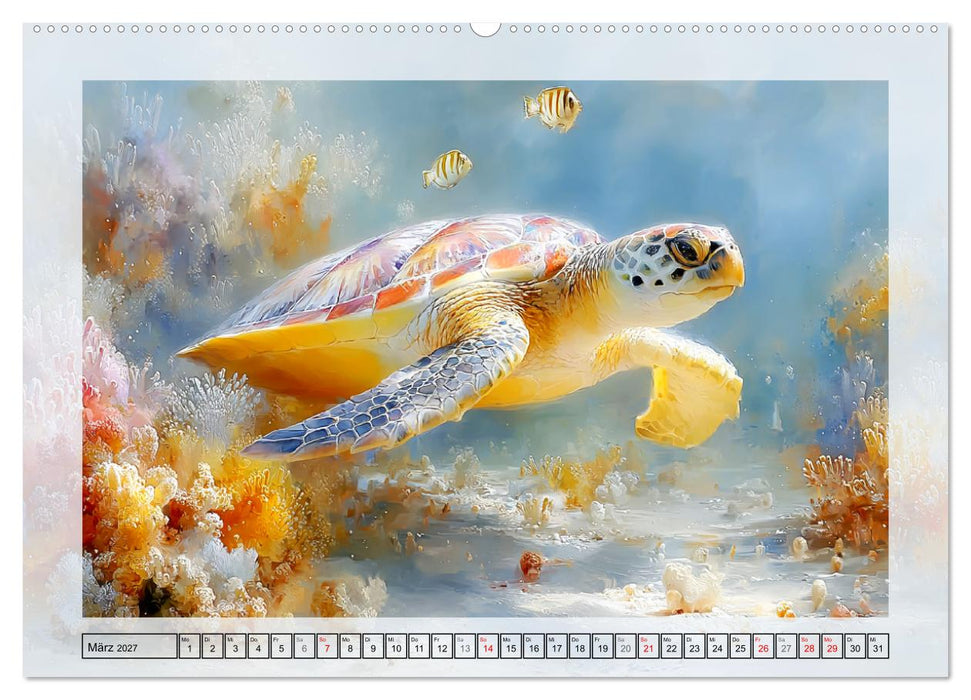 Meeresschildkröten. Reise durch die Ozeane (CALVENDO Premium Wandkalender 2027)