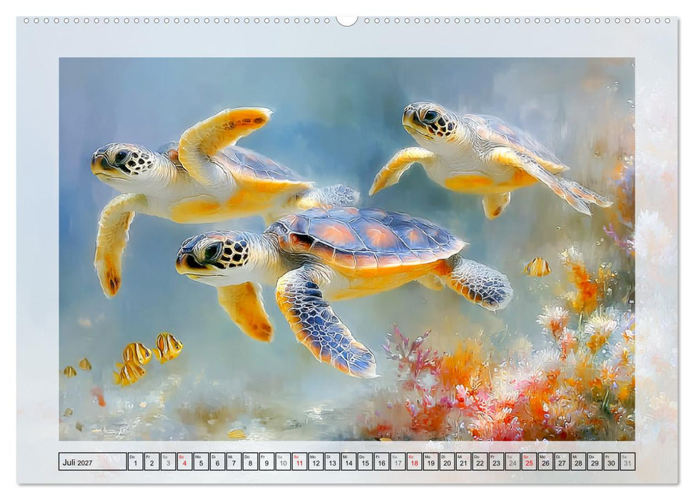 Meeresschildkröten. Reise durch die Ozeane (CALVENDO Premium Wandkalender 2027)