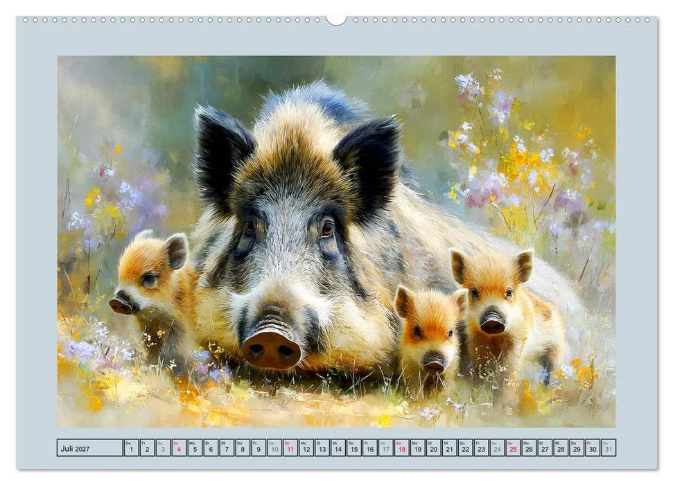 Wildschweine. Imposante Kraft der Natur (CALVENDO Premium Wandkalender 2027)
