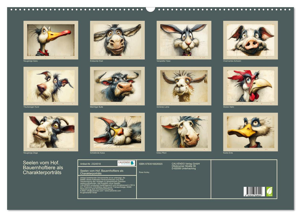 Seelen vom Hof. Bauernhoftiere als Charakterporträts (CALVENDO Wandkalender 2027)
