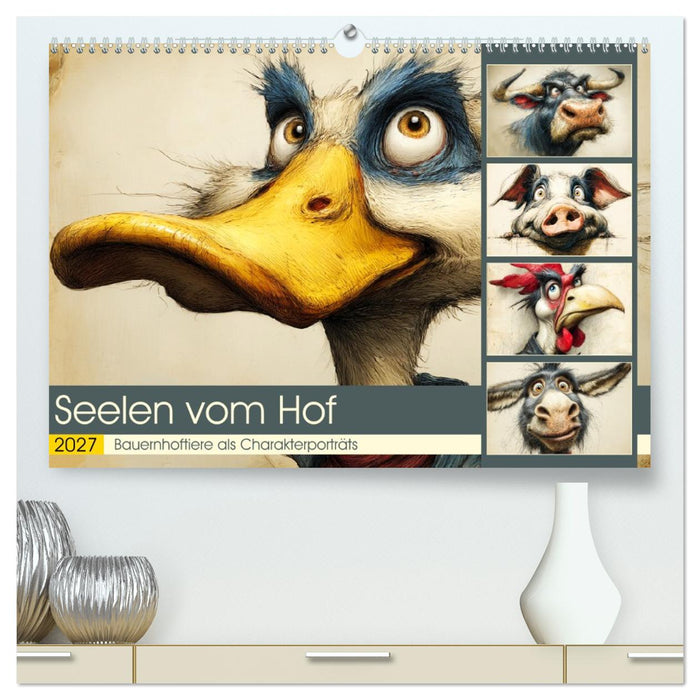 Seelen vom Hof. Bauernhoftiere als Charakterporträts (CALVENDO Premium Wandkalender 2027)