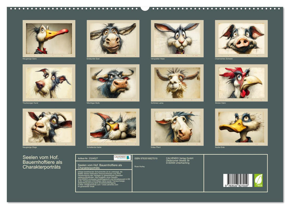 Seelen vom Hof. Bauernhoftiere als Charakterporträts (CALVENDO Premium Wandkalender 2027)