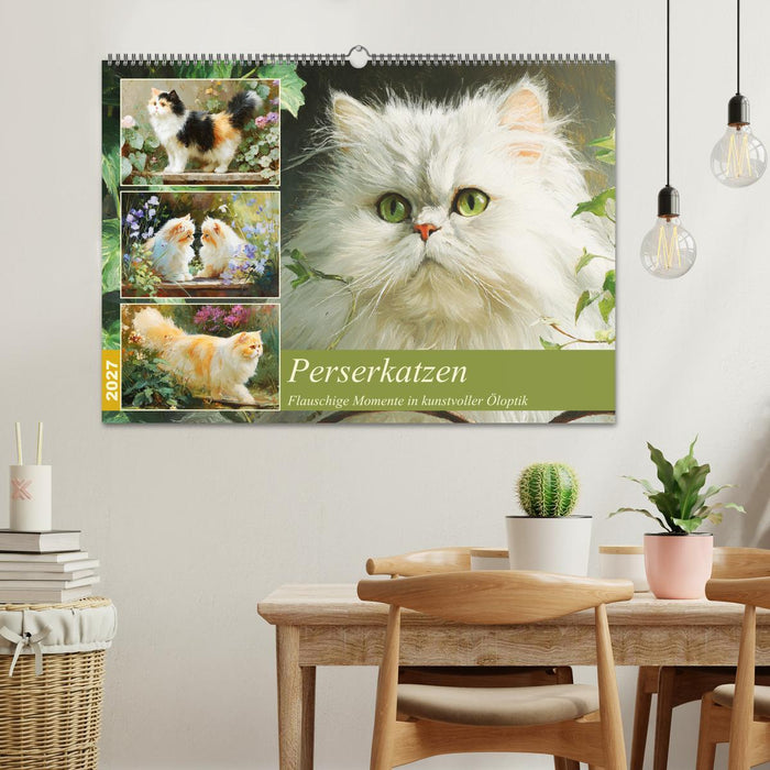 Perserkatzen. Flauschige Momente in kunstvoller Öloptik (CALVENDO Wandkalender 2027)