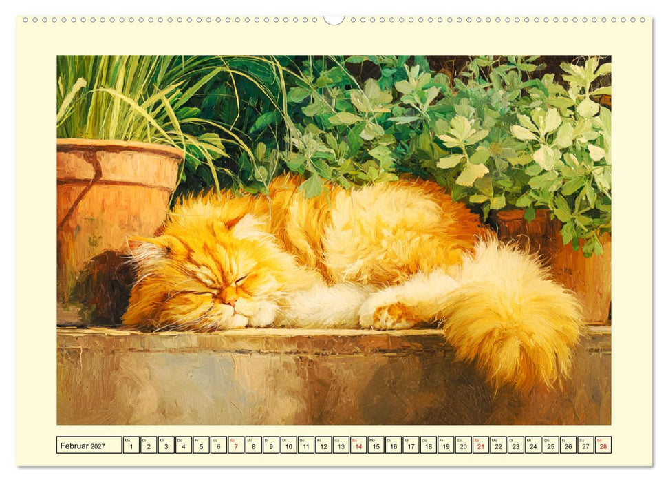 Perserkatzen. Flauschige Momente in kunstvoller Öloptik (CALVENDO Wandkalender 2027)