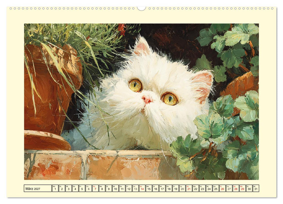 Perserkatzen. Flauschige Momente in kunstvoller Öloptik (CALVENDO Wandkalender 2027)