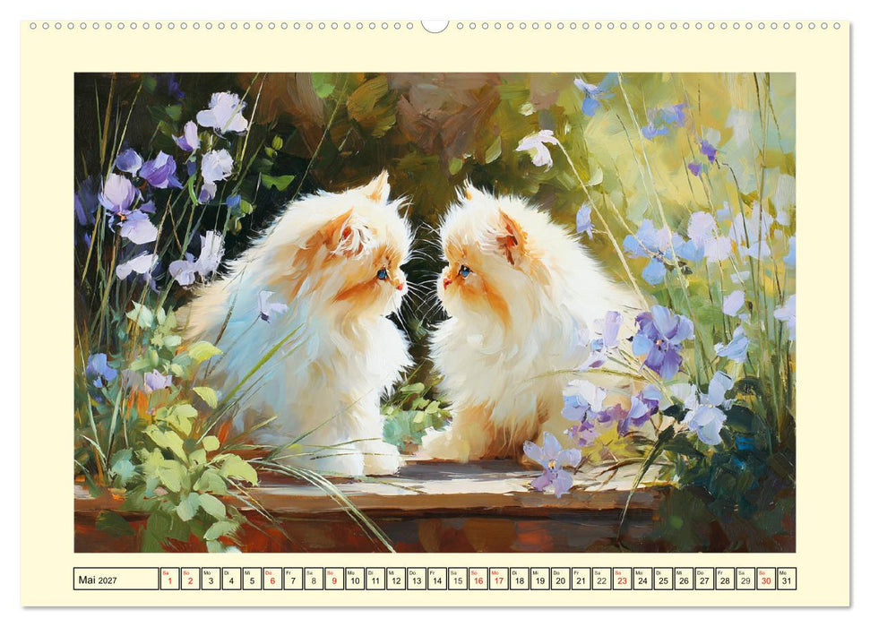 Perserkatzen. Flauschige Momente in kunstvoller Öloptik (CALVENDO Wandkalender 2027)