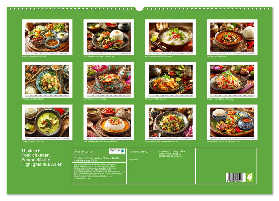 Thailands Köstlichkeiten. Schmackhafte Highlights aus Asien (CALVENDO Wandkalender 2027)