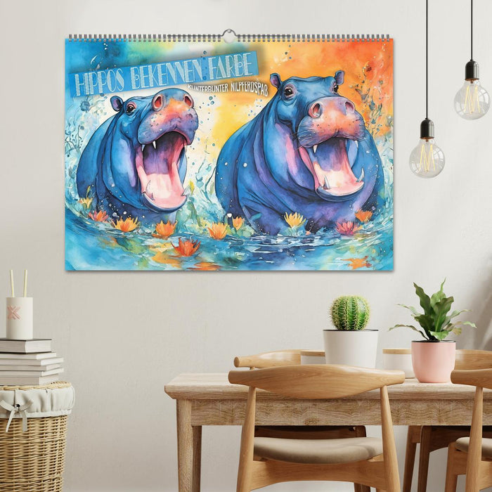 Hippos bekennen Farbe - kunterbunter Nilpferdspaß (CALVENDO Wandkalender 2027)