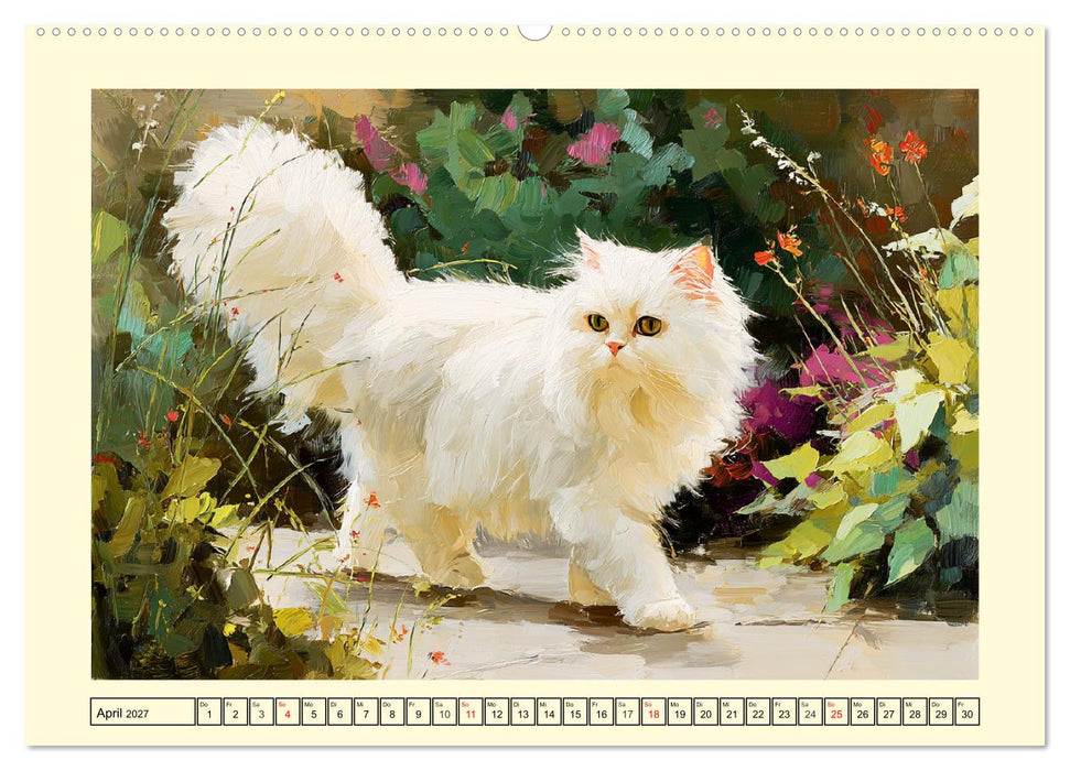 Perserkatzen. Flauschige Momente in kunstvoller Öloptik (CALVENDO Premium Wandkalender 2027)