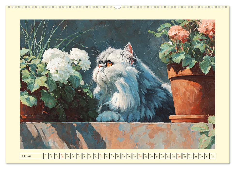 Perserkatzen. Flauschige Momente in kunstvoller Öloptik (CALVENDO Premium Wandkalender 2027)