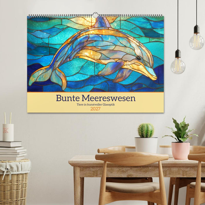 Bunte Meereswesen. Tiere in kunstvoller Glasoptik (CALVENDO Wandkalender 2027)