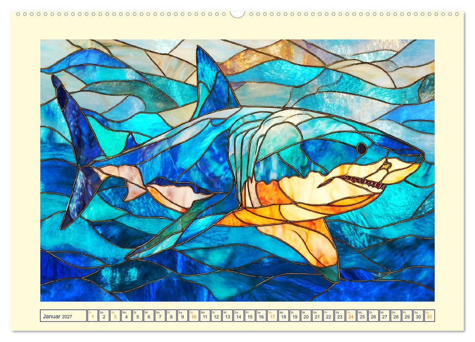 Bunte Meereswesen. Tiere in kunstvoller Glasoptik (CALVENDO Wandkalender 2027)