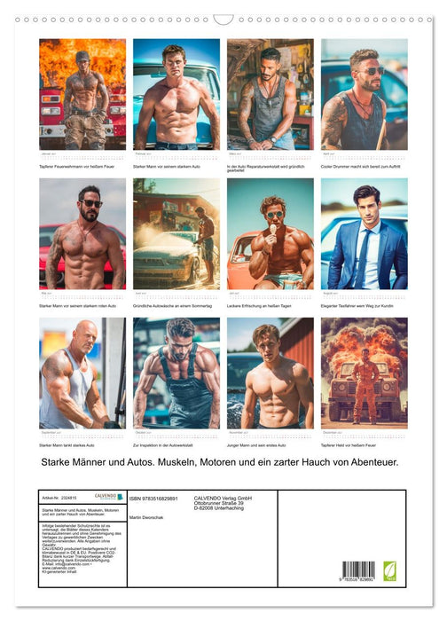 Starke Männer und Autos. Muskeln, Motoren und ein zarter Hauch von Abenteuer. (CALVENDO Wandkalender 2027)