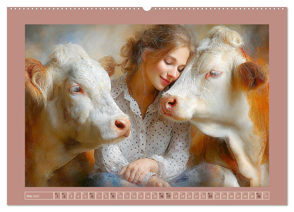 Sanfte Herzen. Vertrauen und Nähe zwischen Mensch und Tier (CALVENDO Wandkalender 2027)