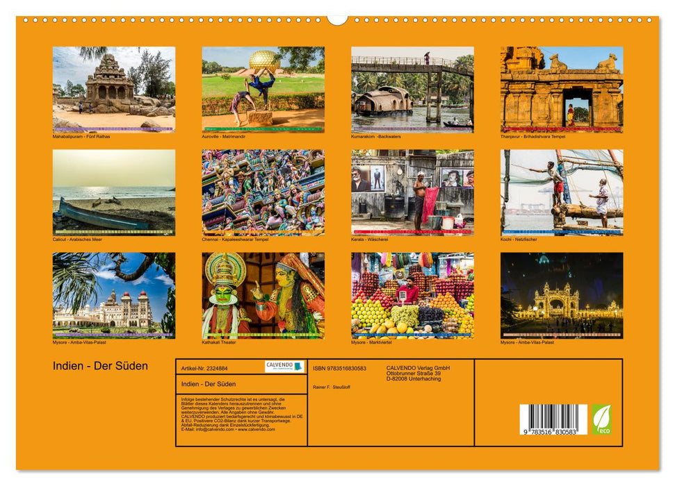 Indien - Der Süden (CALVENDO Premium Wandkalender 2027)