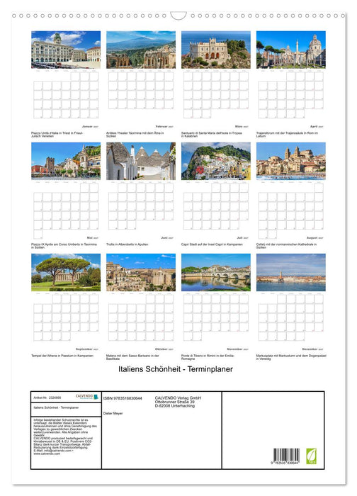 Italiens Schönheit - Terminplaner (CALVENDO Wandkalender 2027)