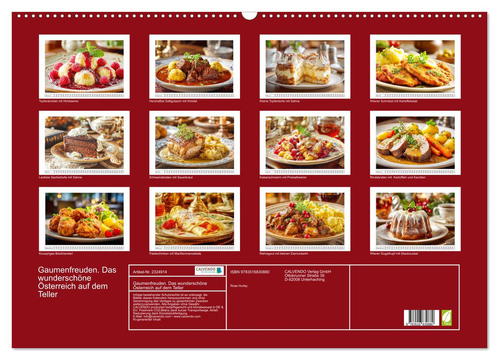 Gaumenfreuden. Das wunderschöne Österreich auf dem Teller (CALVENDO Wandkalender 2027)